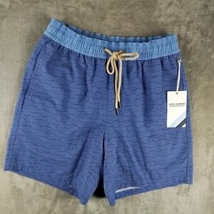 Fair Harbor Bayberry Swim Trunks Mens S Blue Waves Print Lined Shorts 7"In